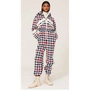 Rent the runway sz xl perfect moment red white and blue star gingham ski suit